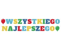 Girlanda papierowa Wszystkiego Najlepszego, 2 baloniki, kolorowa, 2x300 cm KK