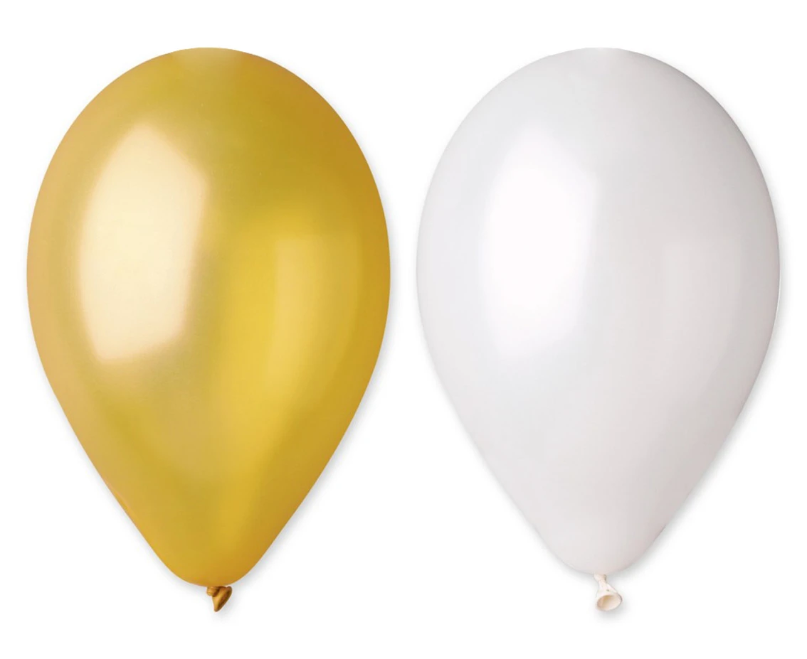 Balony Gemar 10", metalik złote i perłowe, 50szt.