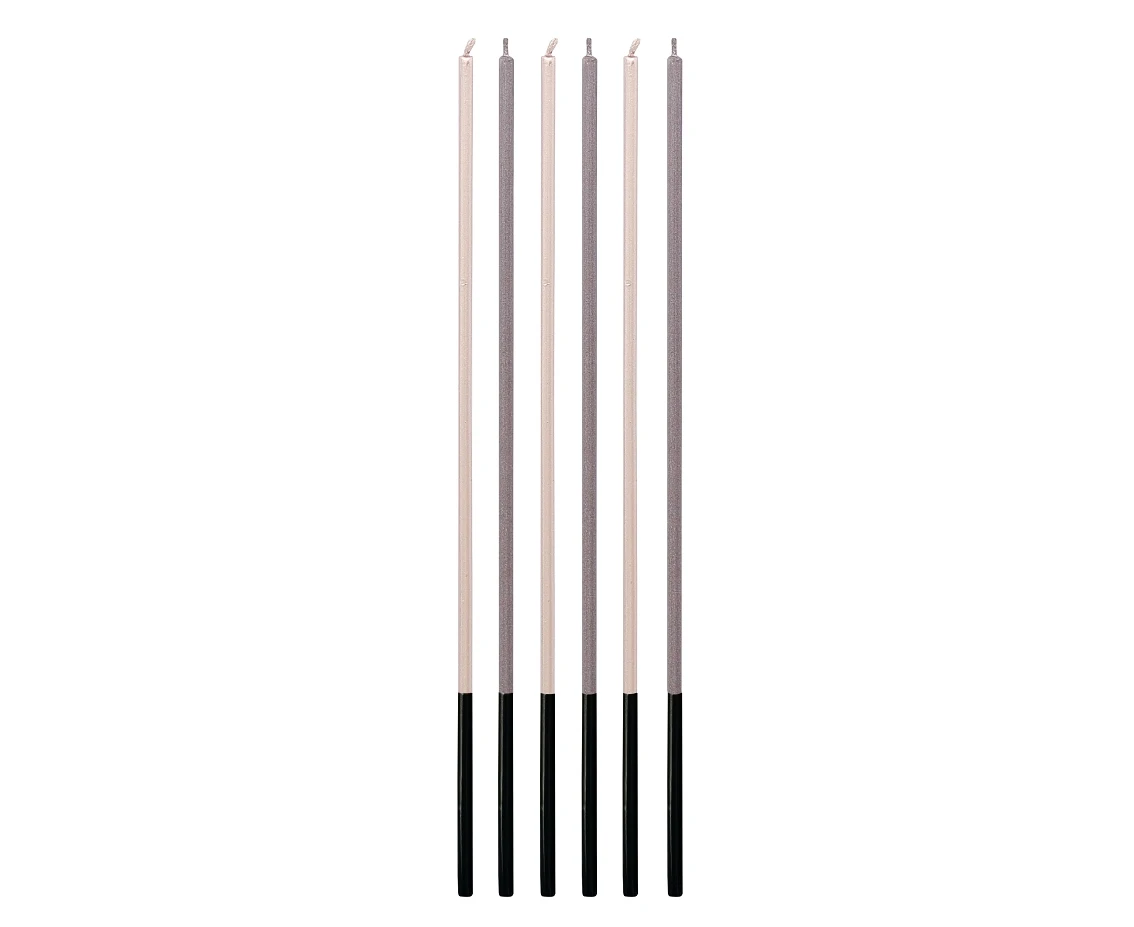 Świeczki B&C metaliczne, fiolet/srebrny, 3x3x170mm, 6szt.