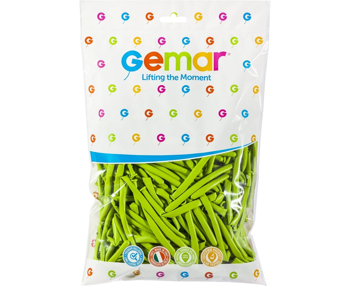 Balony Gemar, rurki włoskie pistacjowe, 100szt.