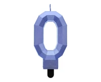 Świeczka cyferka 0 - Diament, metalik ciemnoniebieski, 7.6 cm KK