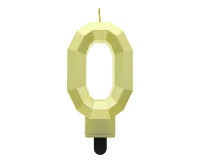 Świeczka cyferka 0 - Diament, metalik złoty, 7.6 cm
