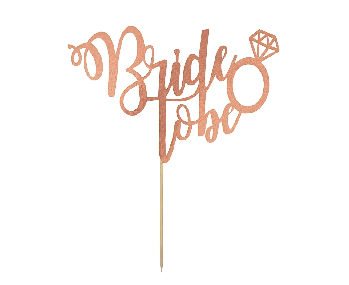 Dekoracja na tort Bride to be, różowo-złota KK