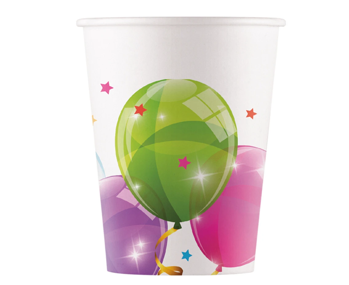 Kubeczki papierowe Sparkling Balloons (KOKLIKO) 200 ml, 8 szt.