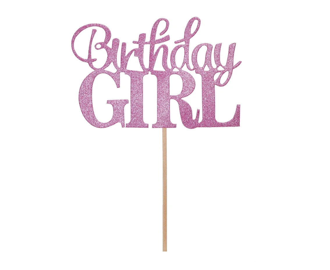 Dekoracja papierowa na tort Birthday Girl, 10x7 cm KK