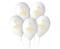 Balony Gemar 13", pastel premium hel pierwsza komunia św. (kielich, złoty nadruk), 25szt.