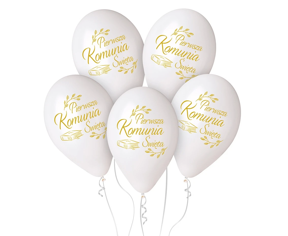 Balony Gemar 13", premium hel pierwsza komunia św. (biblia), metalik, 5szt.