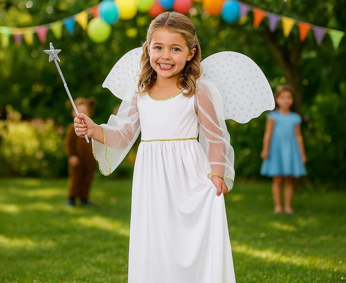 Zestaw dla dzieci Aniołek, (sukienka długa, skrzydła), rozm. 130/140 cm
