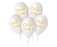 Balony Gemar 13", premium hel chrzest św. (krzyż), metalik, 5szt. KK