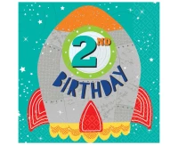 Serwetki pap. Blast Off 2nd Birthday, rozm. 33 x 33 cm, 16 szt. KK