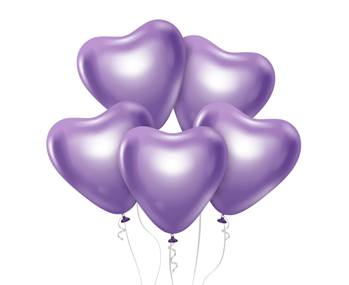 Balony B&C 12", platyna jasnofioletowe serca, 6szt.