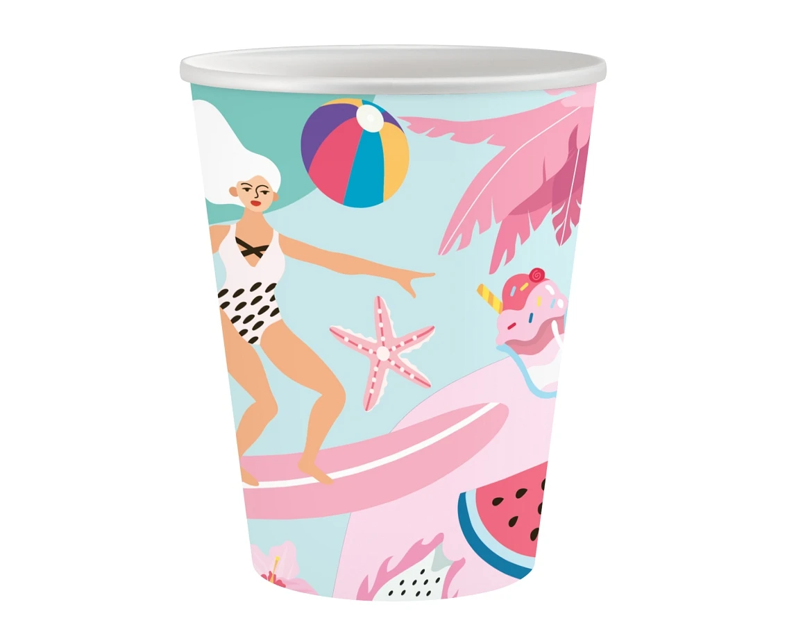Kubeczki pap. Kolekcja Summer - Let''s Party (surfing), 250 ml/ 6 szt. KK