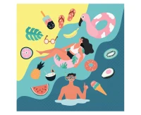 Serwetki Kolekcja Summer - Let''''s Party (beach), certyfikat FSC, 33x33 cm/ 20 szt. KK