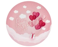 Talerzyki papierowe Kolekcja Love Is In The Air (różowe), 18 cm/ 6 szt. KK