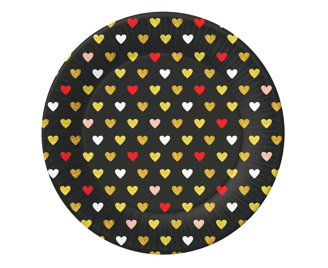 Talerzyki papierowe Kolekcja XOXO (czarne), 18 cm/ 6 szt. KK