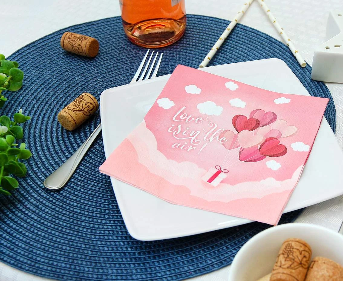 Serwetki Kolekcja Love Is In The Air (różowe), certyfikat FSC, 33x33 cm/ 20 szt. KK