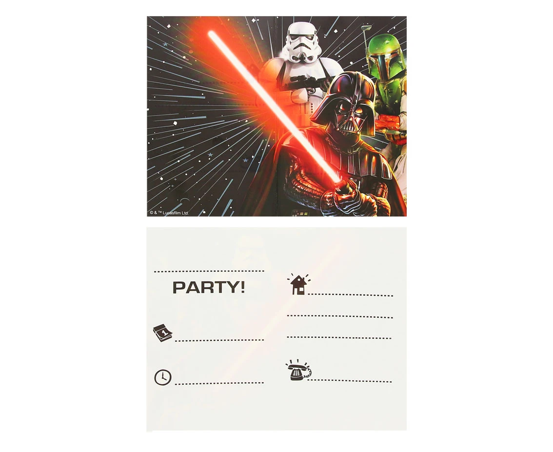 Zaproszenia z kopertami "Star Wars-Galaxy", 6 szt.