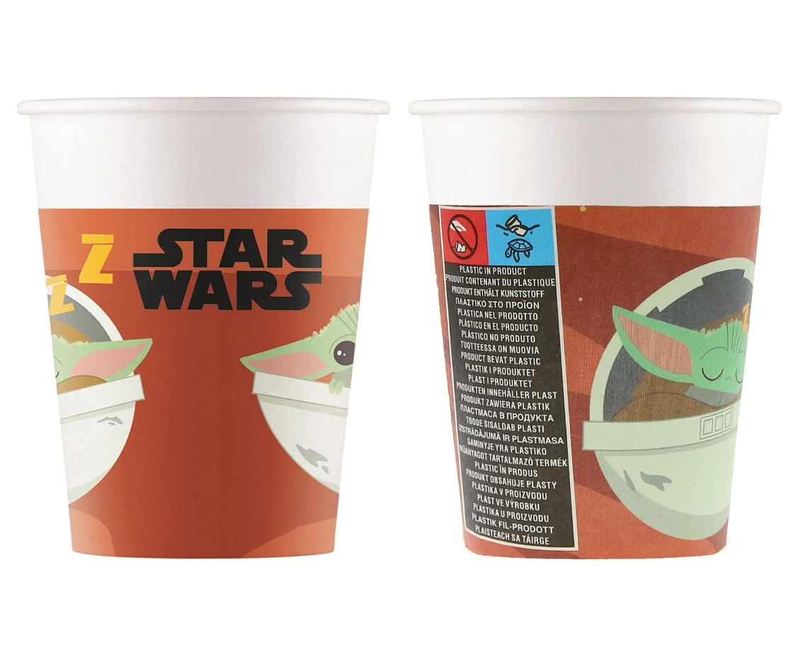 Kubeczki papierowe (WM), Star Wars Mandalorian, 200ml, 8 szt. (SUP label)