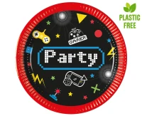 Talerzyki papierowe Gaming Party, next generation, 20cm, 8 szt. (plastic-free) (papier FSC)