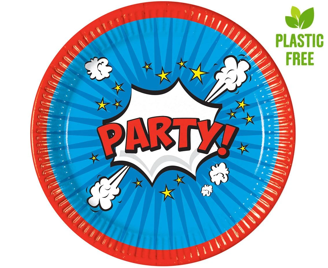 Talerzyki papierowe Boom Party, next generation, 23cm, 8 szt. (plastic-free) KK