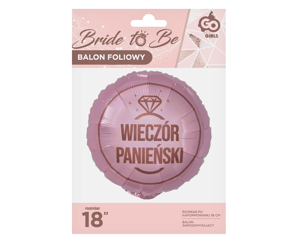 Balon foliowy Wieczór Panieński (różowy), 18 cali KK