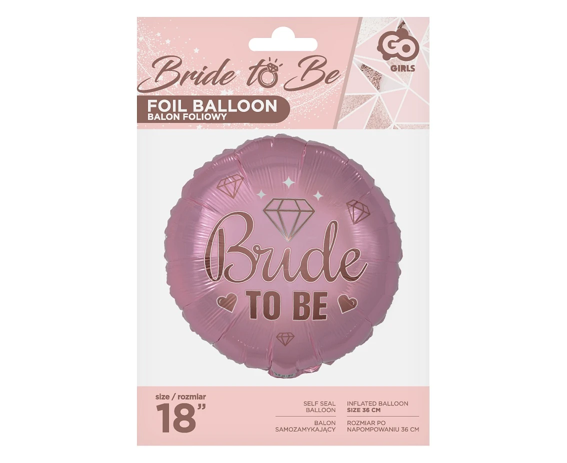 Balon foliowy Bride To Be (różowy), 18 cali KK