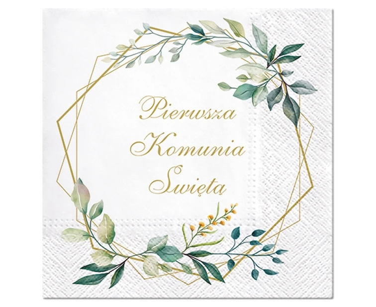 Serwetki papierowe Communion Leaves Frame 33x33 cm / 20 szt.