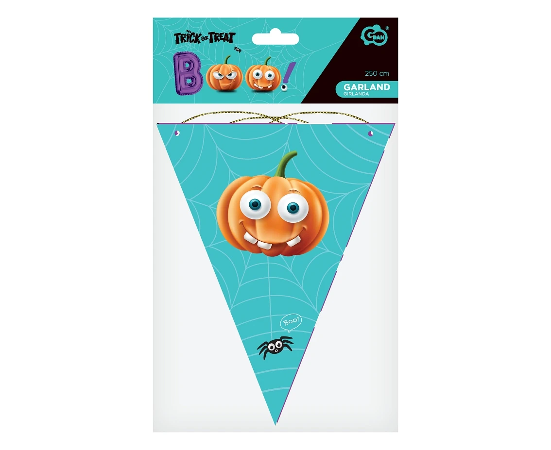 Girlanda papierowa Boo - flagi, 250 cm, 9 flag