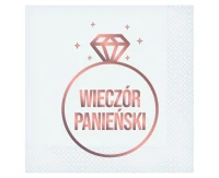 Serwetki Wieczór Panieński (białe), certyfikat FSC, 33x33 cm/ 20 szt. KK