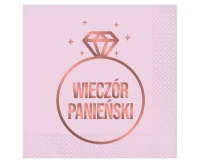 Serwetki Wieczór Panieński (różowe), certyfikat FSC, 33x33 cm/ 20 szt. KK