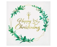 Serwetki Happy Christening (listki), certyfikat FSC, 33x33 cm/ 20 szt. KK