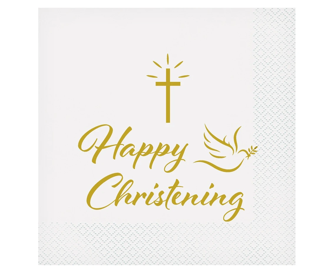 Serwetki Happy Christening (krzyż i gołąbek), certyfikat FSC, 33x33 cm/ 20 szt. KK