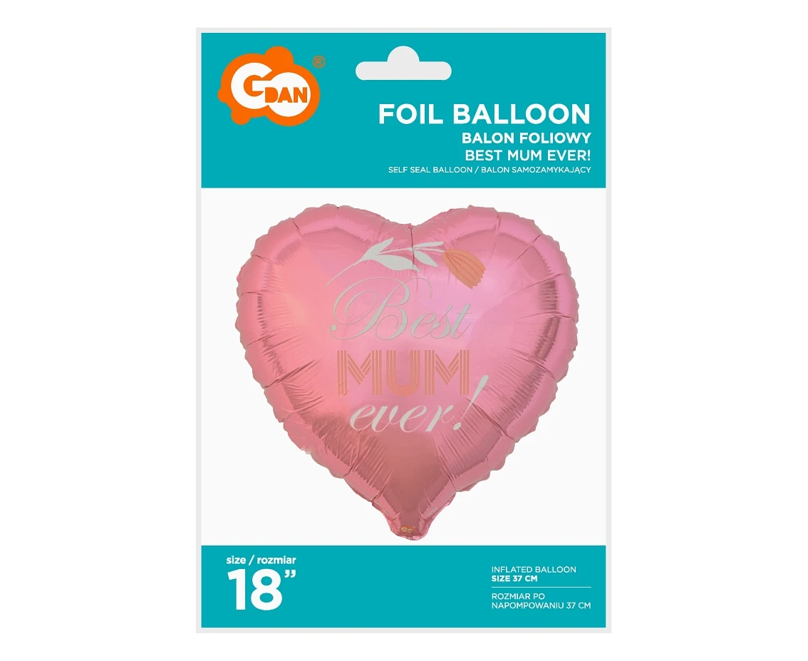 Balon foliowy Best Mum Ever, 18" KK