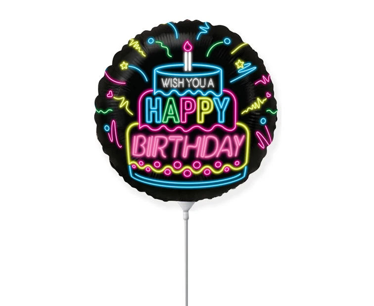 Balon foliowy 9" FX - Happy Birthday NEON, niepakowany