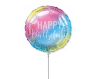 Balon foliowy 9" FX - Happy Birthday (gradient pastelowy), niepakowany