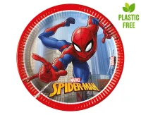 Talerzyki papierowe Spiderman Crime Fighter, next generation 20cm, 8 szt. (plastic-free) KK