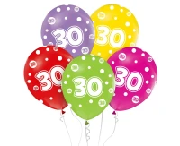 Balony z cyframi: 30, 12 cali/ 5 szt. KK
