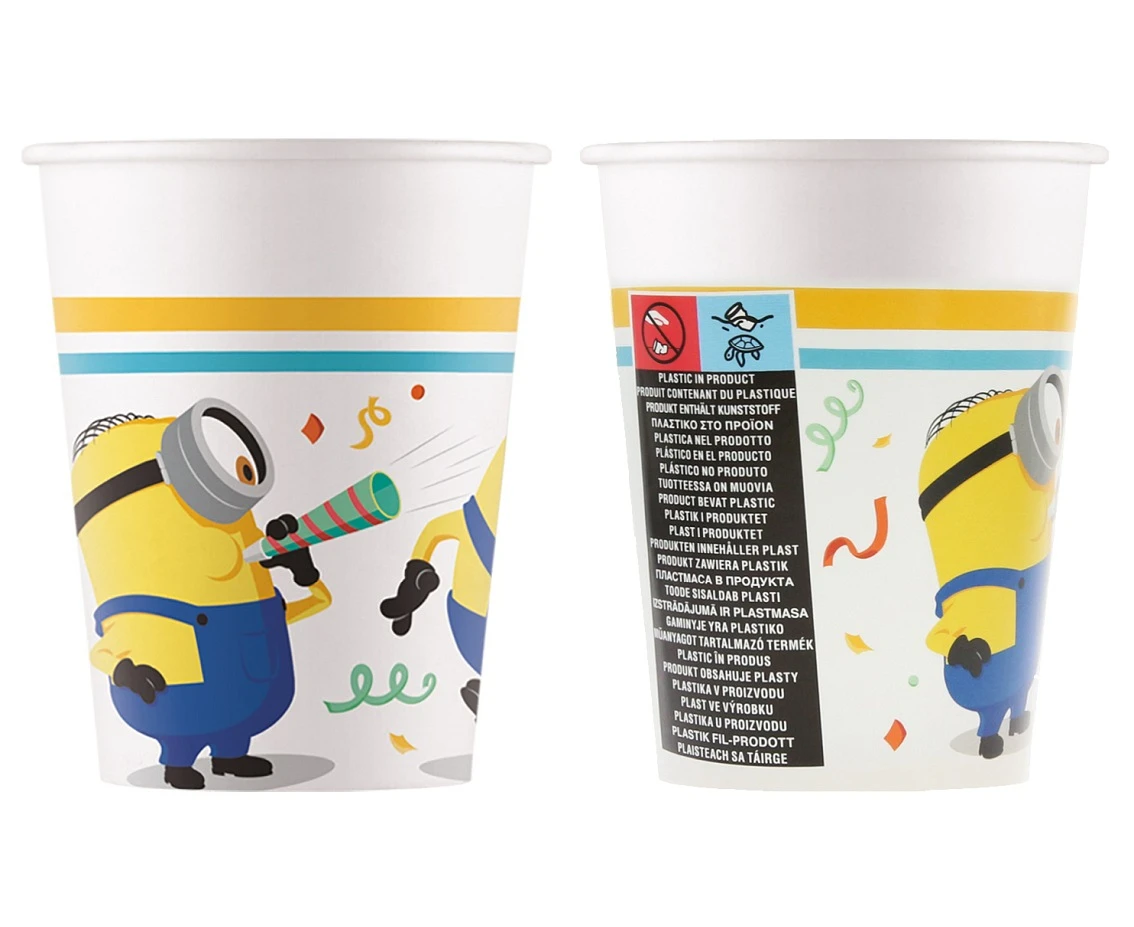 Kubeczki papierowe (WM) Minions Rise of Gru, 200ml, 8 szt. (SUP label) (papier FSC)