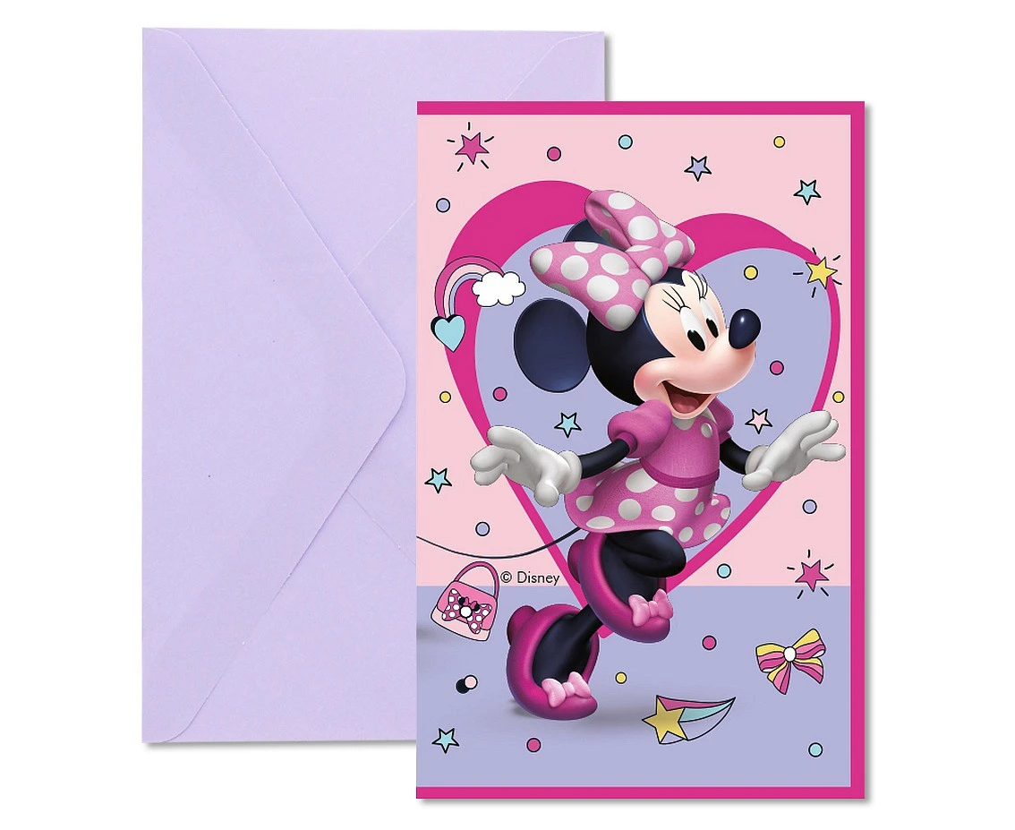 Zaproszenia z kopertami Minnie Junior, 6 szt. KK