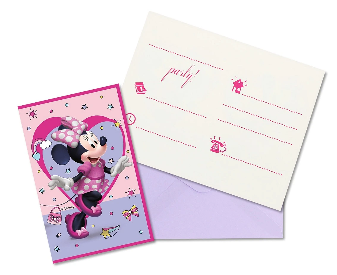 Zaproszenia z kopertami Minnie Junior, 6 szt. KK