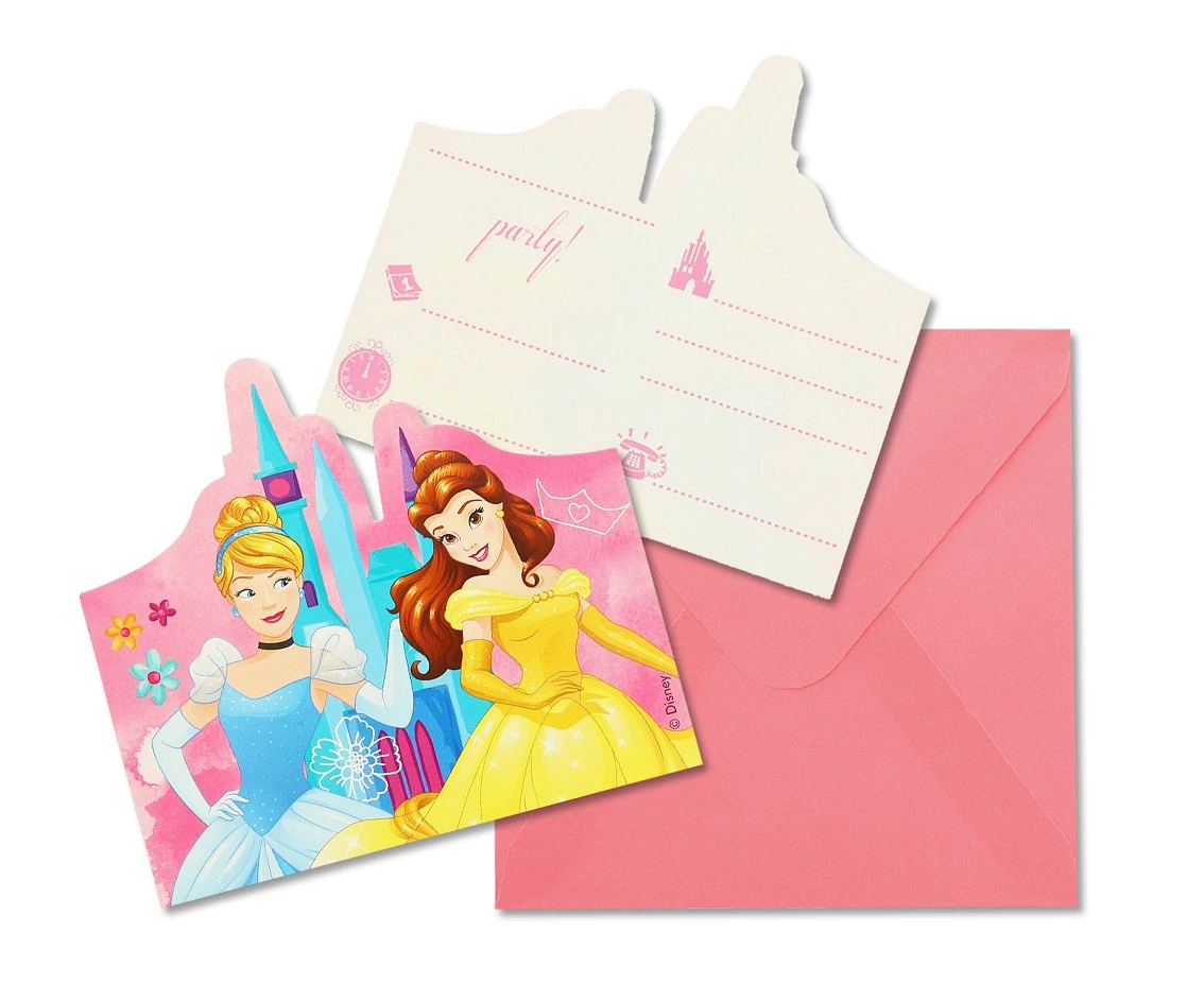 Zaproszenia z kopertami "Princess Live Your Story ", 6 szt. (papier FSC) KK