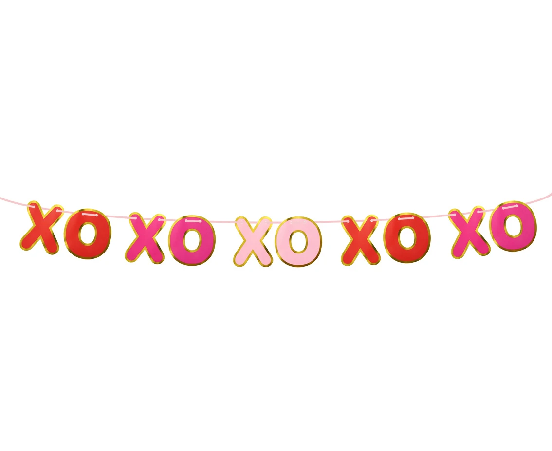 Girlanda papierowa XOXO, złoty kontur, 200 cm KK
