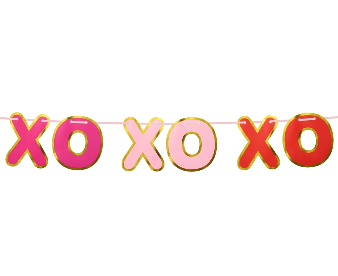 Girlanda papierowa XOXO, złoty kontur, 200 cm KK