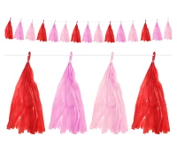 Girlanda papierowa Frędzelki, czerwono-różowa, 250 cm KK