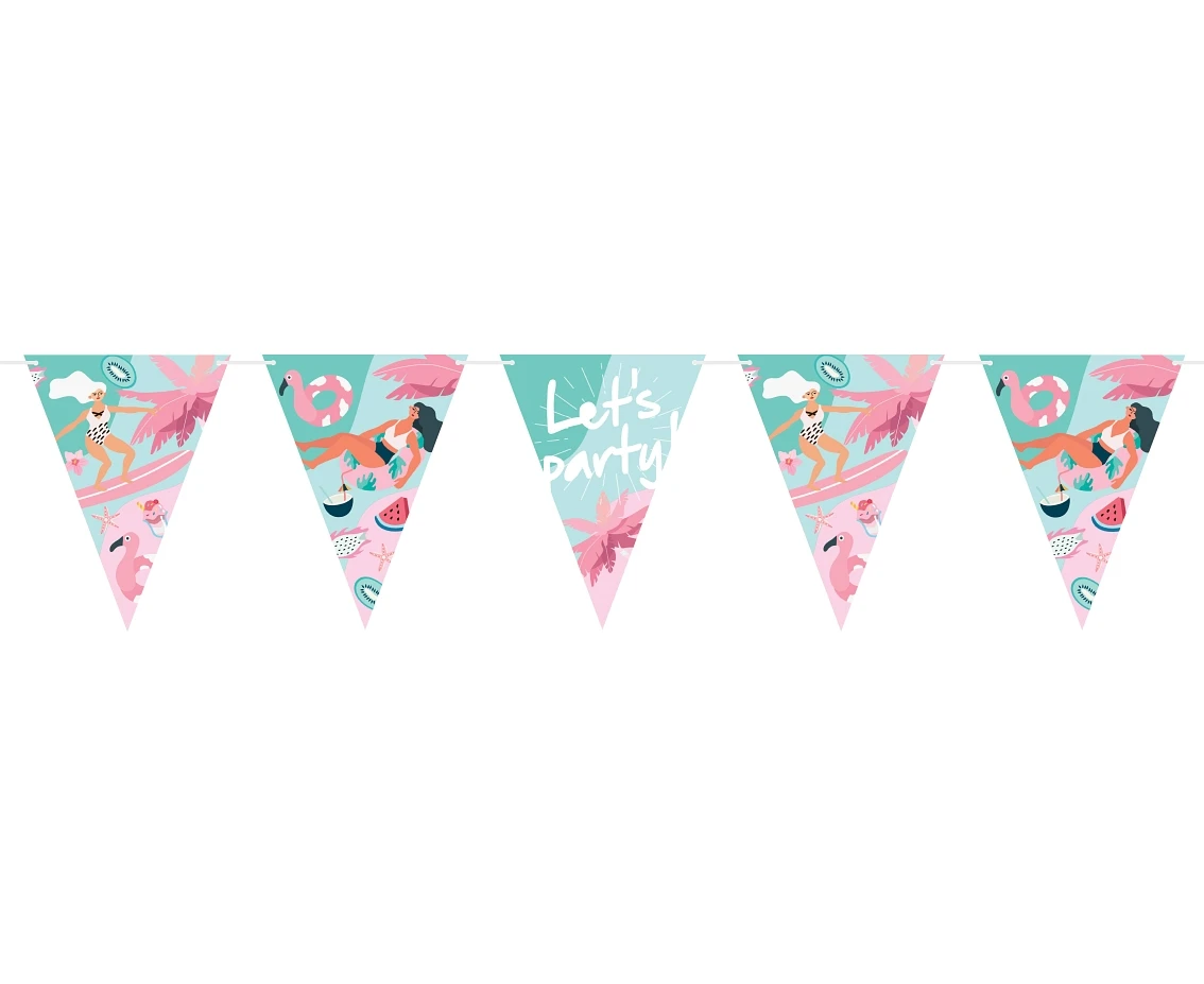 Girlanda papierowa Summer - Let''''s party (surfing), flagi, 270 cm KK
