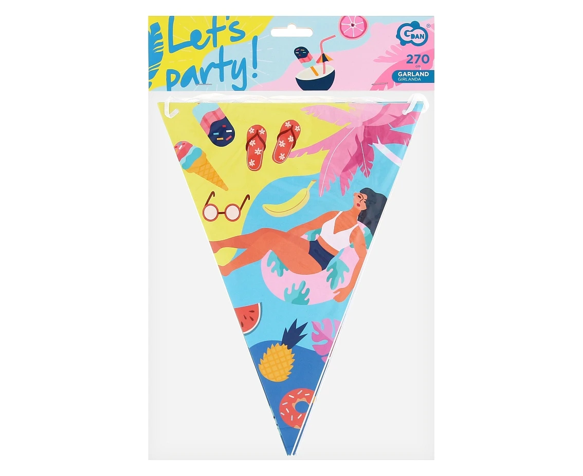 Girlanda papierowa Summer - Let''''s party (beach), flagi, 270 cm KK