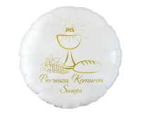 Balon foliowy Pierwsza Komunia Święta (kielich), okrągły 18" AA