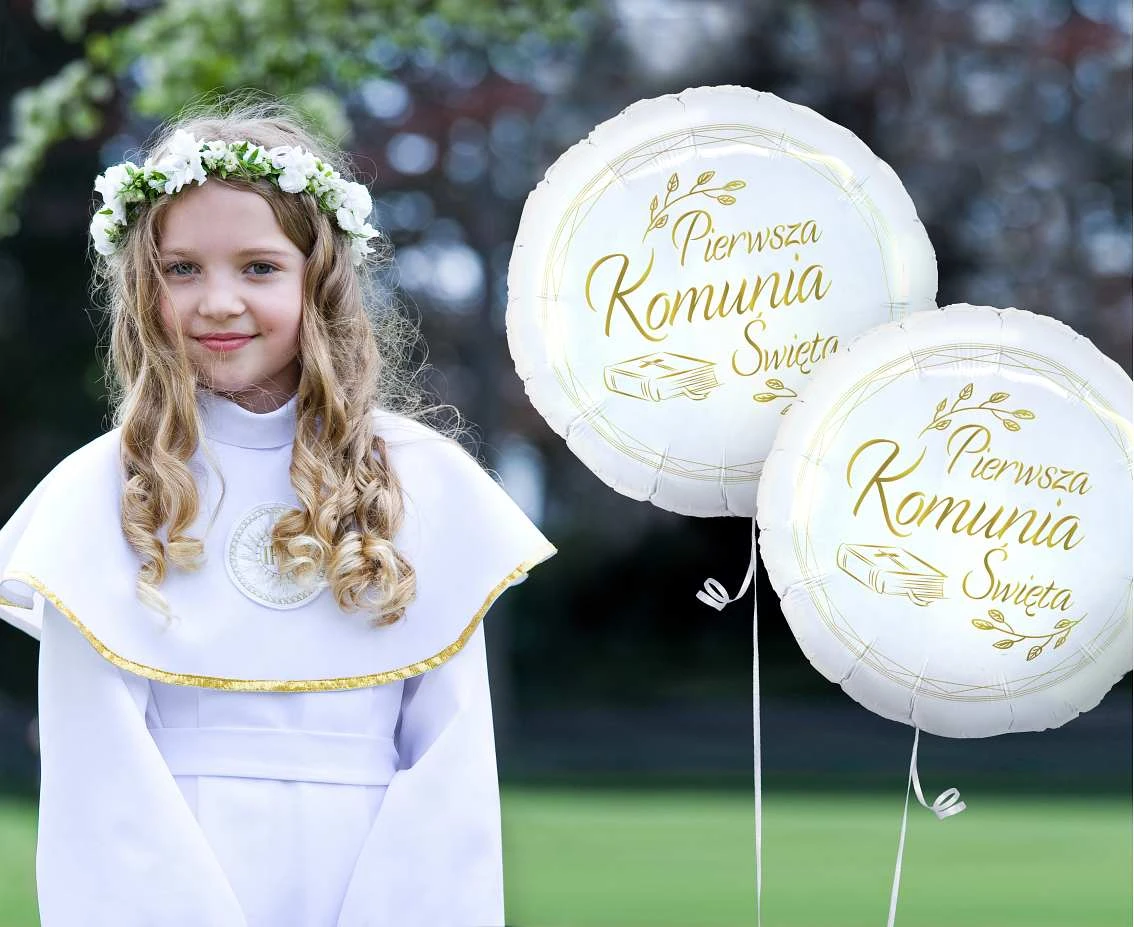 Balon foliowy Pierwsza Komunia Święta (biblia), okrągły 18" KK