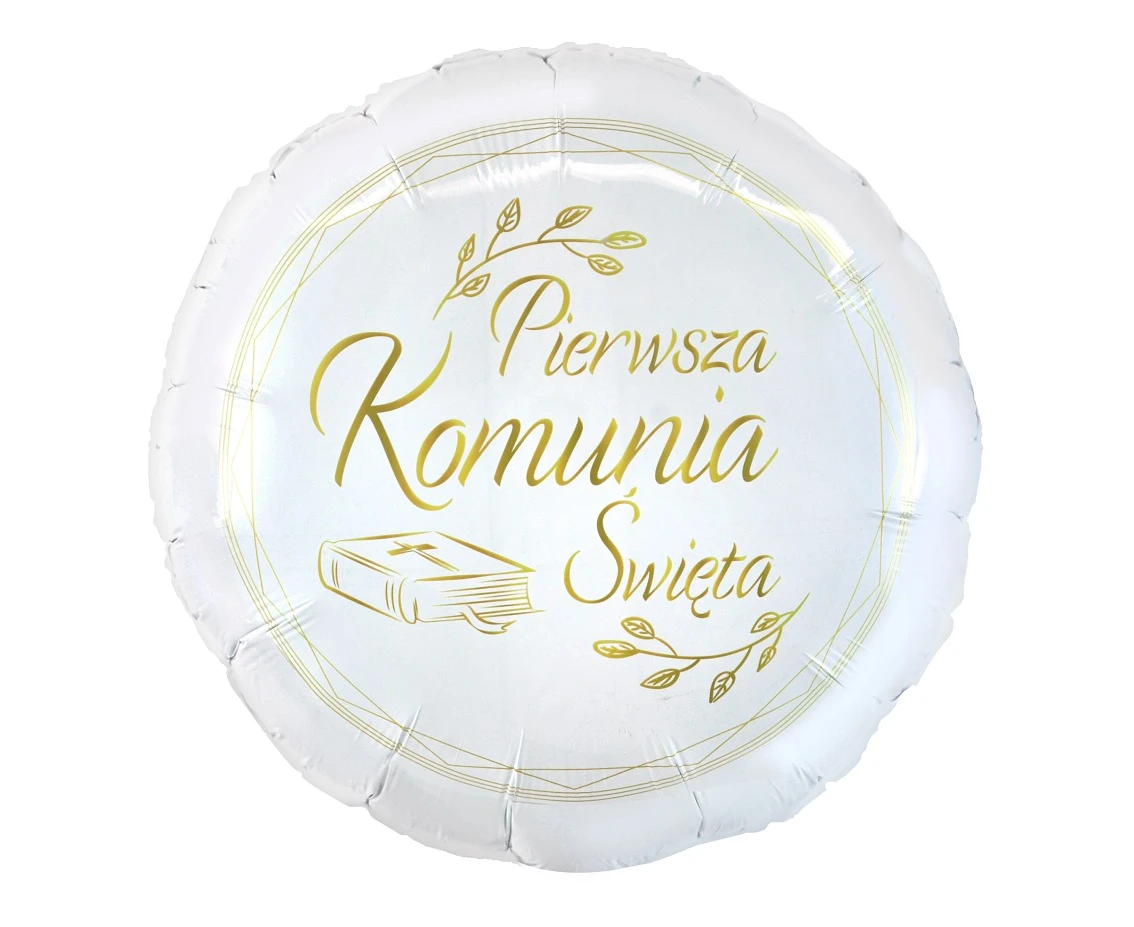 Balon foliowy Pierwsza Komunia Święta (biblia), okrągły 18" KK