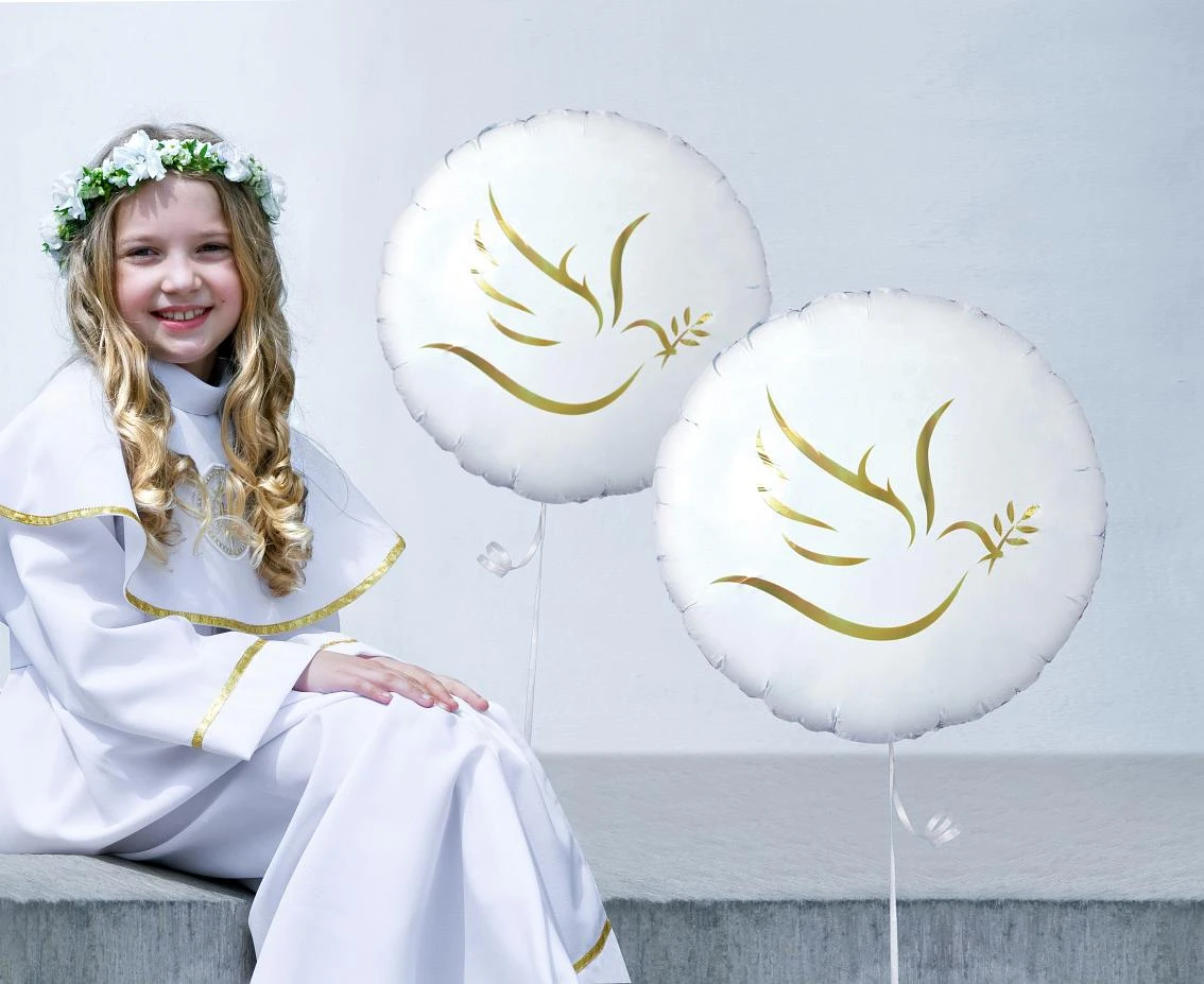 Balon foliowy Złoty gołąbek, okrągły 18 cali